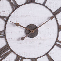 Thumbnail for Rustic White Washed Wooden Wall Clock With Aged Roman Numerals And Hands