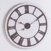 Thumbnail for Rustic White Washed Wooden Wall Clock With Aged Roman Numerals And Hands