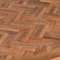 Thumbnail for Hoxton Brown Acacia Wood Parquet Top Square Coffee Table On Black Metal Legs