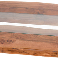 Thumbnail for Live Edge River X Legs Rectangular Coffee Sofa Table With Acacia And Glass Top 45 x 115cm