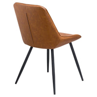 Thumbnail for Oslo Tan Faux Leather Upholstery Kitchen Bar Chair on Black Metal Legs 82 x 60 x 48cm