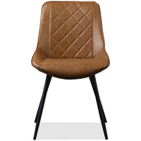 Thumbnail for Oslo Tan Faux Leather Upholstery Kitchen Bar Chair on Black Metal Legs 82 x 60 x 48cm