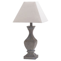 Thumbnail for Incia Fluted Brown Grey Washed Wooden Table Lamp With Linen Shade