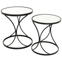 Thumbnail for Concaved Set Of Two Black Mirrored Side Tables