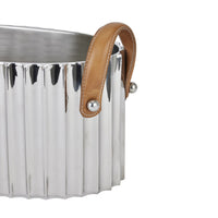 Thumbnail for Large Silver Fluted Leather Handled Champagne Cooler