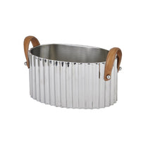 Thumbnail for Large Silver Fluted Leather Handled Champagne Cooler