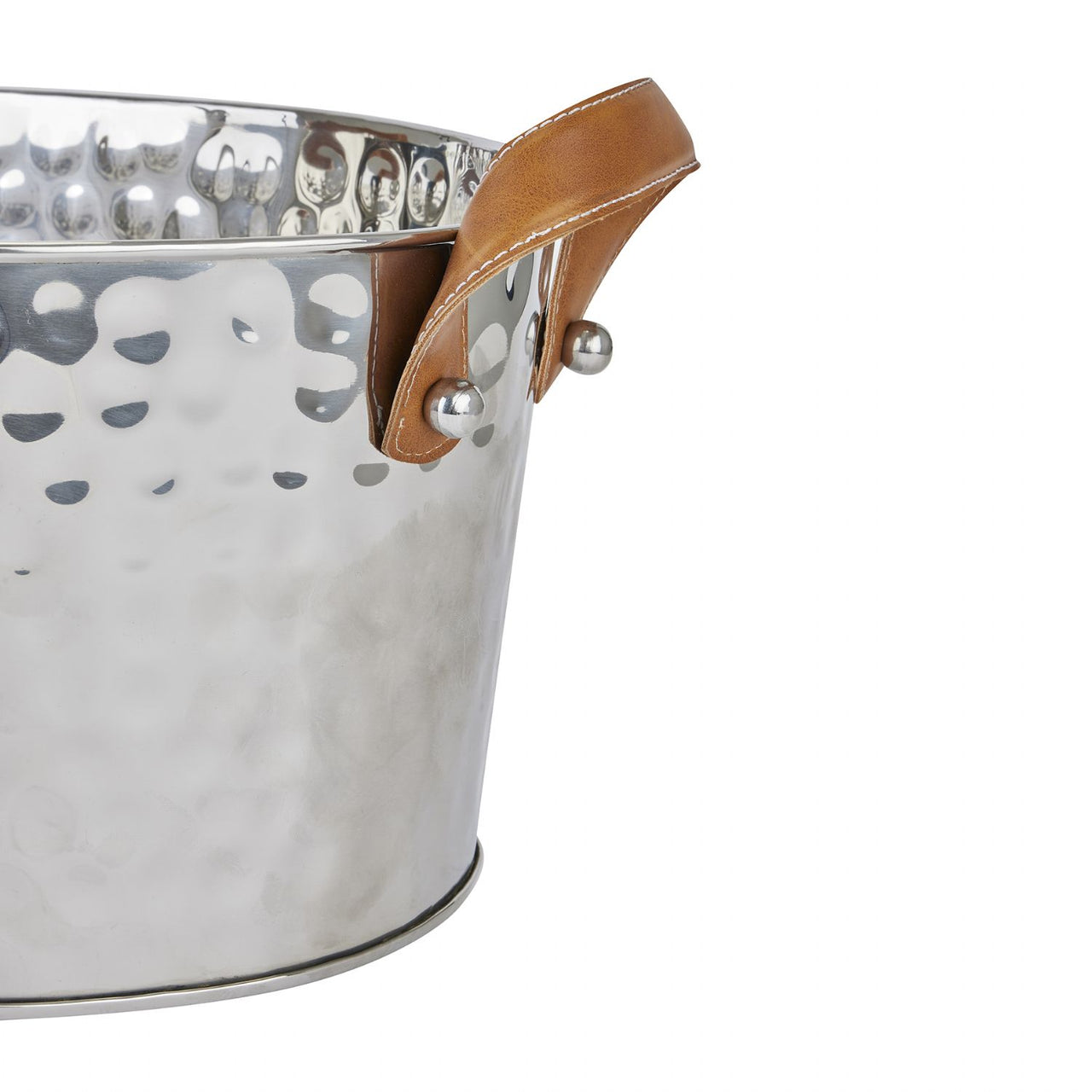 Silver Large Leather Handled Champagne Cooler