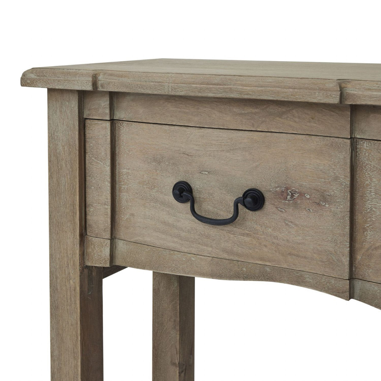 French Style Rustic Washed Hard Wood 1 Drawer Console Table