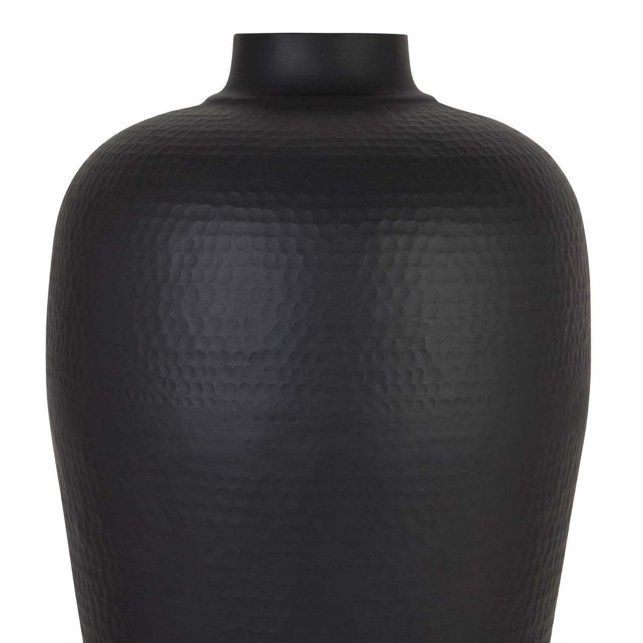 Matt Black Large Hammered Vase With Lid