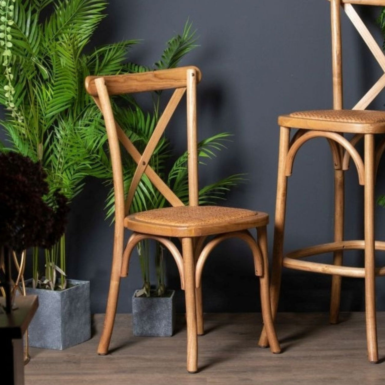 Light Oak Cross Back Dining Chair