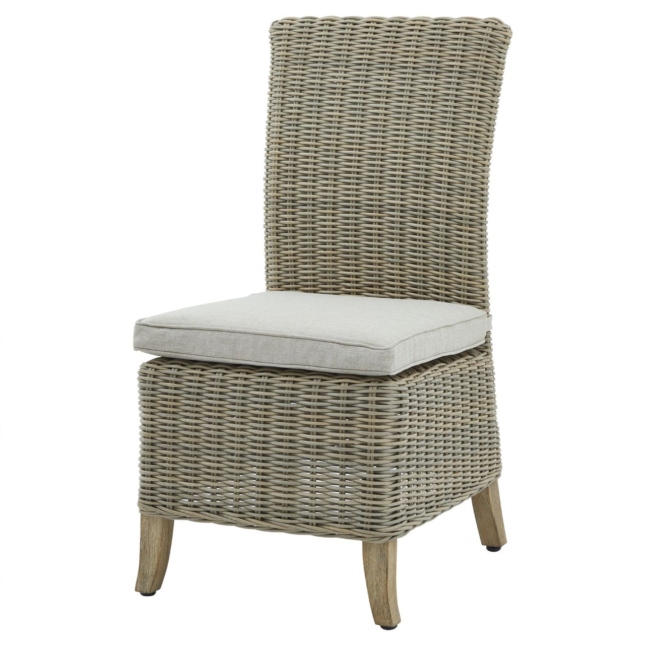 Beige Rattan Outdoor Dining Chair