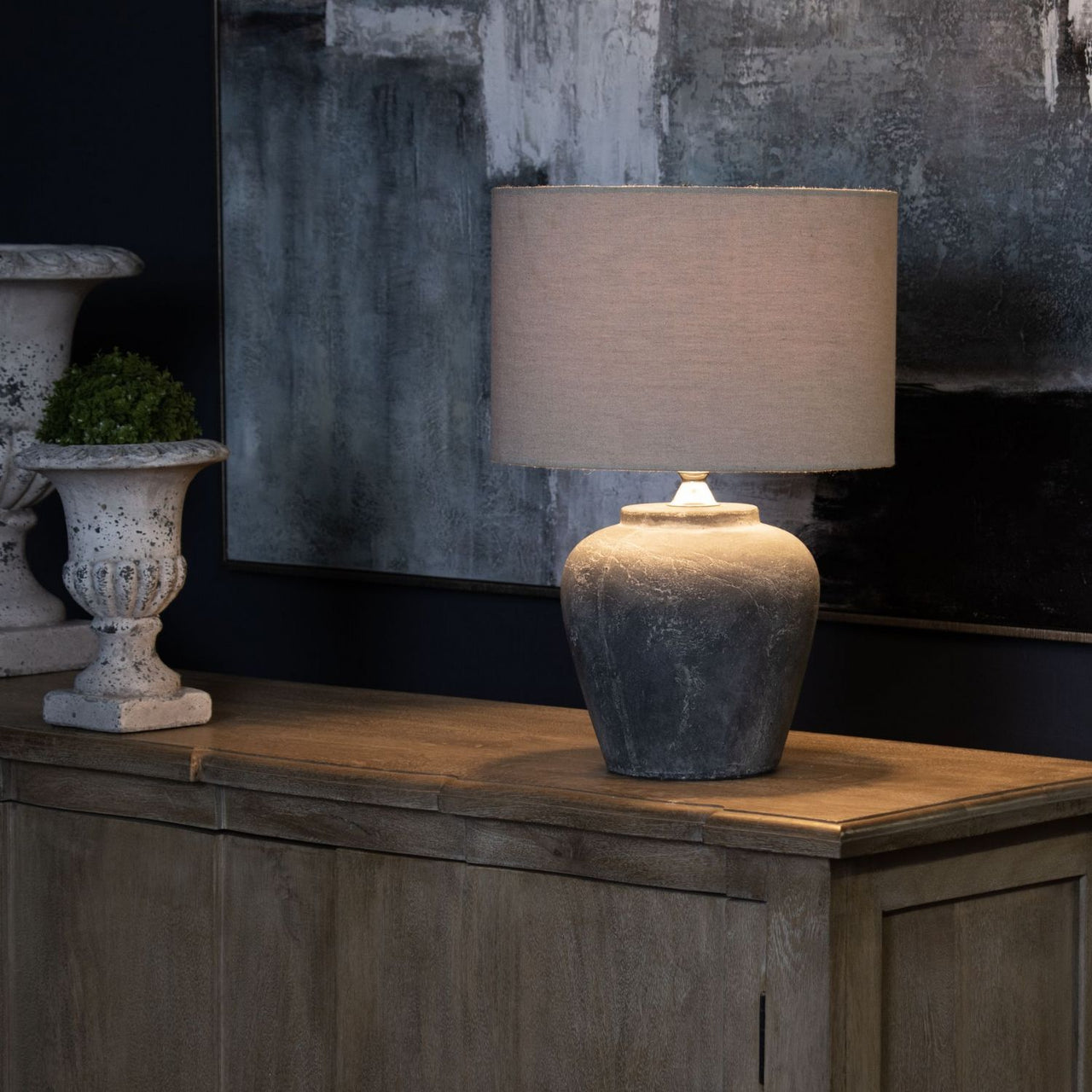 Amalfi Grey Table Lamp With Linen Shade