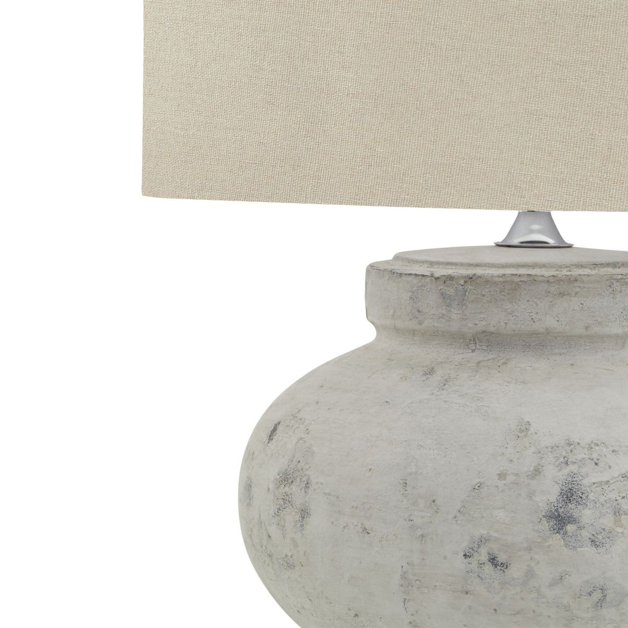 Antique White Squat Table Lamp with Linen Shade