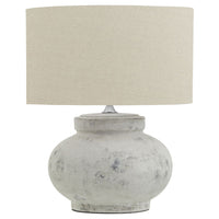 Thumbnail for Antique White Squat Table Lamp with Linen Shade