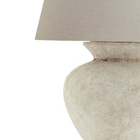 Thumbnail for Athena Aged Stone Round Table Lamp With Linen Shade