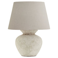 Thumbnail for Athena Aged Stone Round Table Lamp With Linen Shade