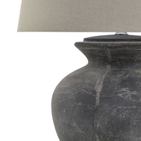 Thumbnail for Amalfi Grey Round Table Lamp With Linen Shade