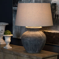 Thumbnail for Amalfi Grey Round Table Lamp With Linen Shade