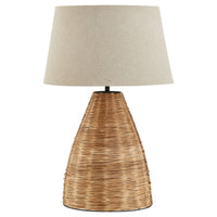 Thumbnail for Conical Wicker Table Lamp With Linen Shade