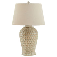 Thumbnail for Woven Ceramic Table Lamp With Linen Shade