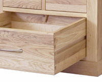 Thumbnail for Large Widescreen TV Cabinet Open Shelf Solid Light Oak 6 Side Drawers