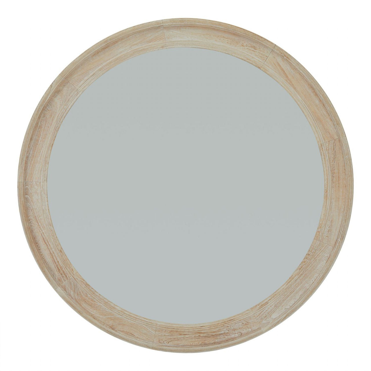 Washed Wood Round Framed Large Mirror