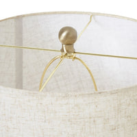 Thumbnail for White Wash Wicker Table Lamp With Linen Shade