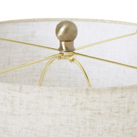 Thumbnail for White Wash Wicker Globe Table Lamp With Linen Shade