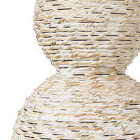 Thumbnail for White Wash Wicker Globe Table Lamp With Linen Shade