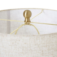 Thumbnail for White Wash Bulbous Wicker Table Lamp With Linen Shade