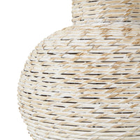 Thumbnail for White Wash Bulbous Wicker Table Lamp With Linen Shade