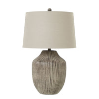 Thumbnail for Ochre Carved Textured Table Lamp With Linen Shade