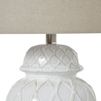 Thumbnail for White Ceramic Ginger Jar Lamp With Linen Shade