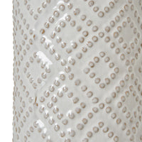 Thumbnail for White Beaded Ceramic Lamp With Linen Shade