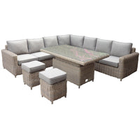 Thumbnail for Amalfi Outdoor Large Corner Set With Riser Table + 2 Stools