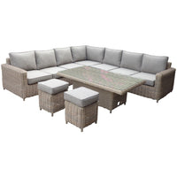 Thumbnail for Amalfi Outdoor Large Corner Set With Riser Table + 2 Stools