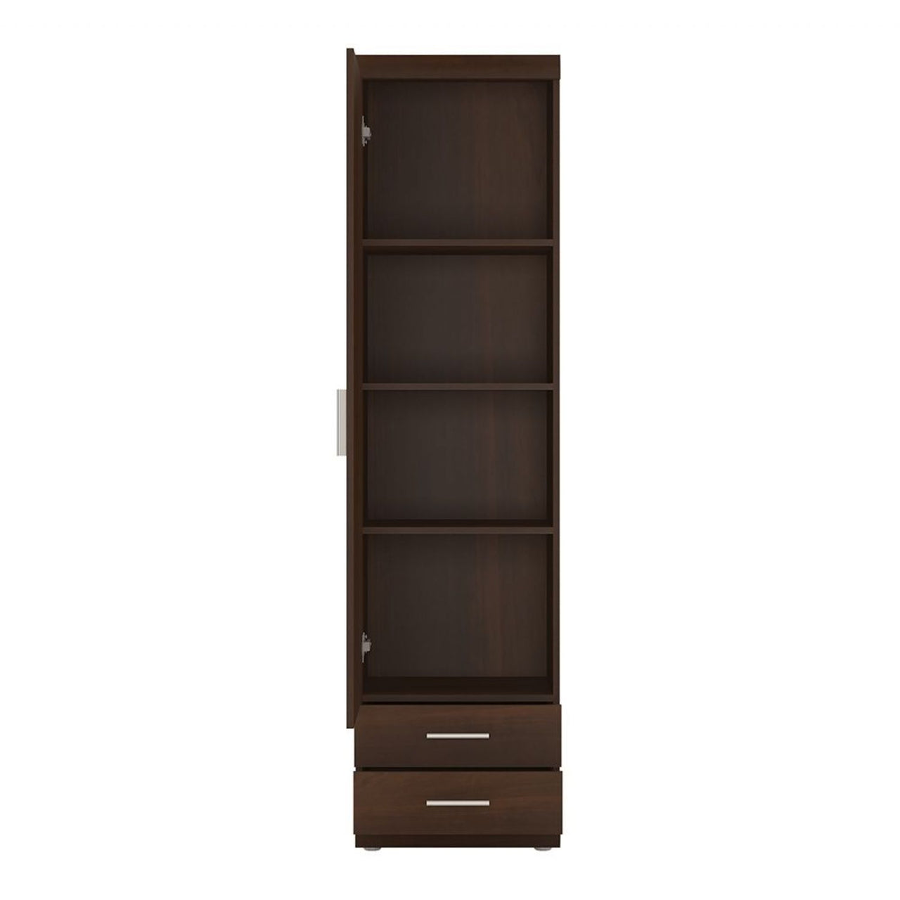 Tall Slim 1 Door 2 Drawer Narrow Storage Cabinet Cupboard Dark Wood Mahogany