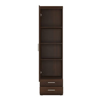 Thumbnail for Tall Slim 1 Door 2 Drawer Narrow Storage Cabinet Cupboard Dark Wood Mahogany