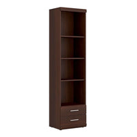 Thumbnail for Dark Mahogany Slim Tall 2 Drawer Narrow Bookcase Cabinet Open Shelving