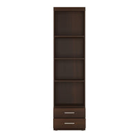 Thumbnail for Dark Mahogany Slim Tall 2 Drawer Narrow Bookcase Cabinet Open Shelving