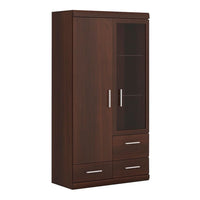 Thumbnail for Dark Mahogany 2 Door 3 Drawer Compact Dining Glazed Display Cabinet