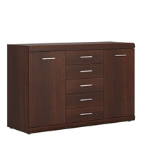 Thumbnail for Modern 2 Door 5 Drawer Sideboard in Dark Mahogany 140cm Wide