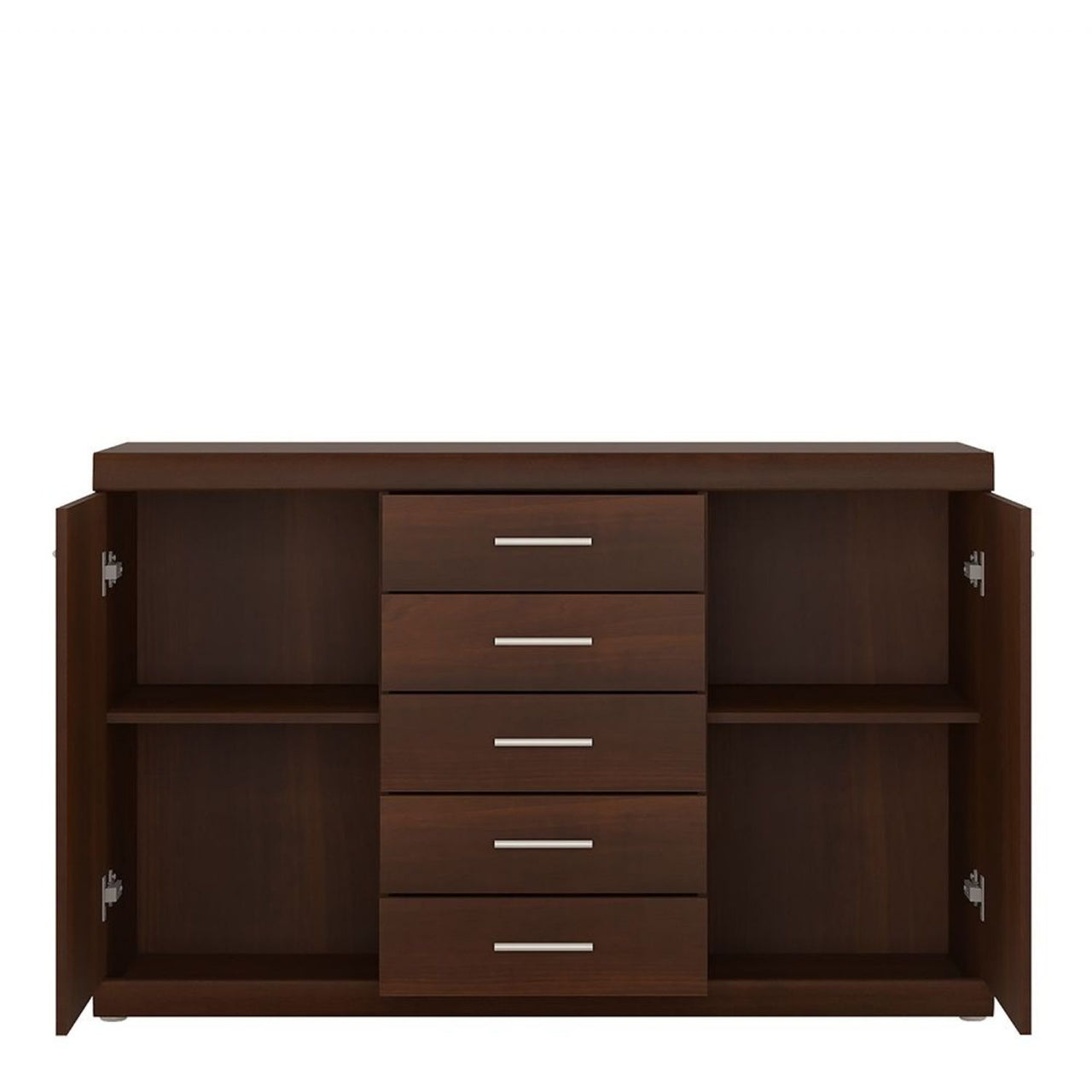 Modern 2 Door 5 Drawer Sideboard in Dark Mahogany 140cm Wide