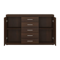 Thumbnail for Modern 2 Door 5 Drawer Sideboard in Dark Mahogany 140cm Wide