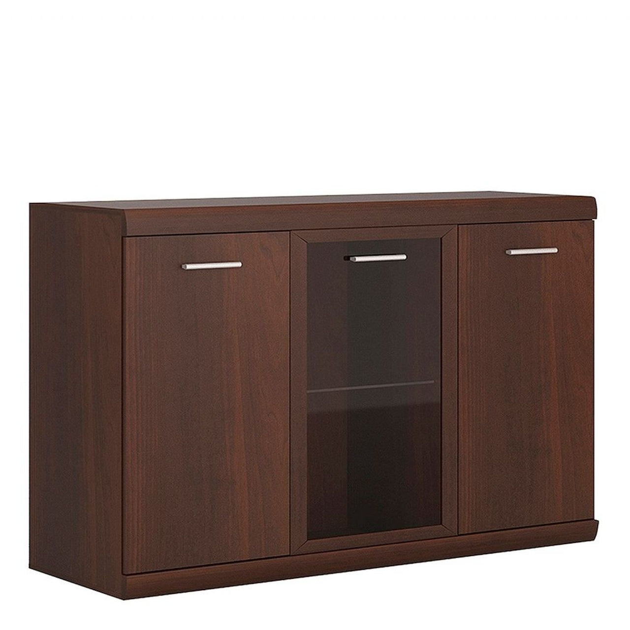 Modern Mahogany Sideboard Storage Cupboard 3 Doors Glazed