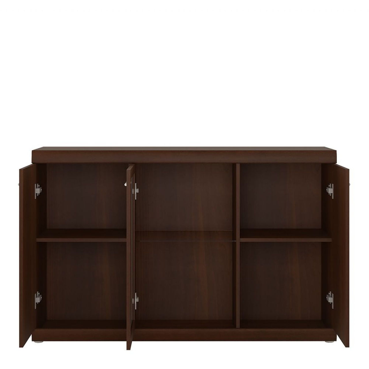 Modern Mahogany Sideboard Storage Cupboard 3 Doors Glazed