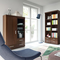 Thumbnail for Dark Mahogany 2 Door 3 Drawer Compact Dining Glazed Display Cabinet