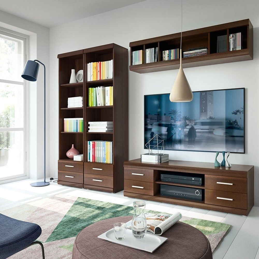 Modern Dark Mahogany Wide 4 Drawer TV Media Cabinet