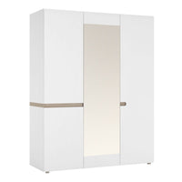 Thumbnail for Large Oak and White Finish 3 Door Triple Wardrobe With Mirror