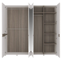 Thumbnail for Oak and White Gloss Mirror Finished 4 Door Quadruple Wardrobe